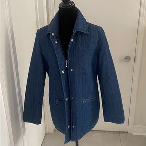 NUAGE quilted blue jean style Medium Length Coat with zipper closure Size Medium